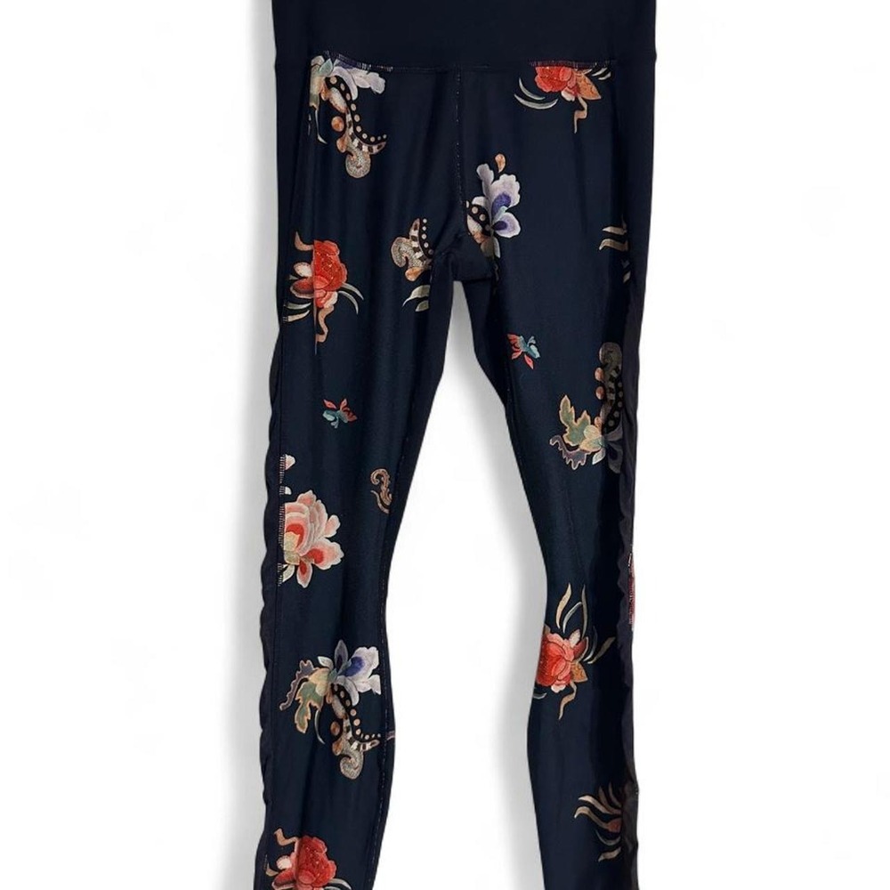 Athleta Navy blue floral leggings size Small